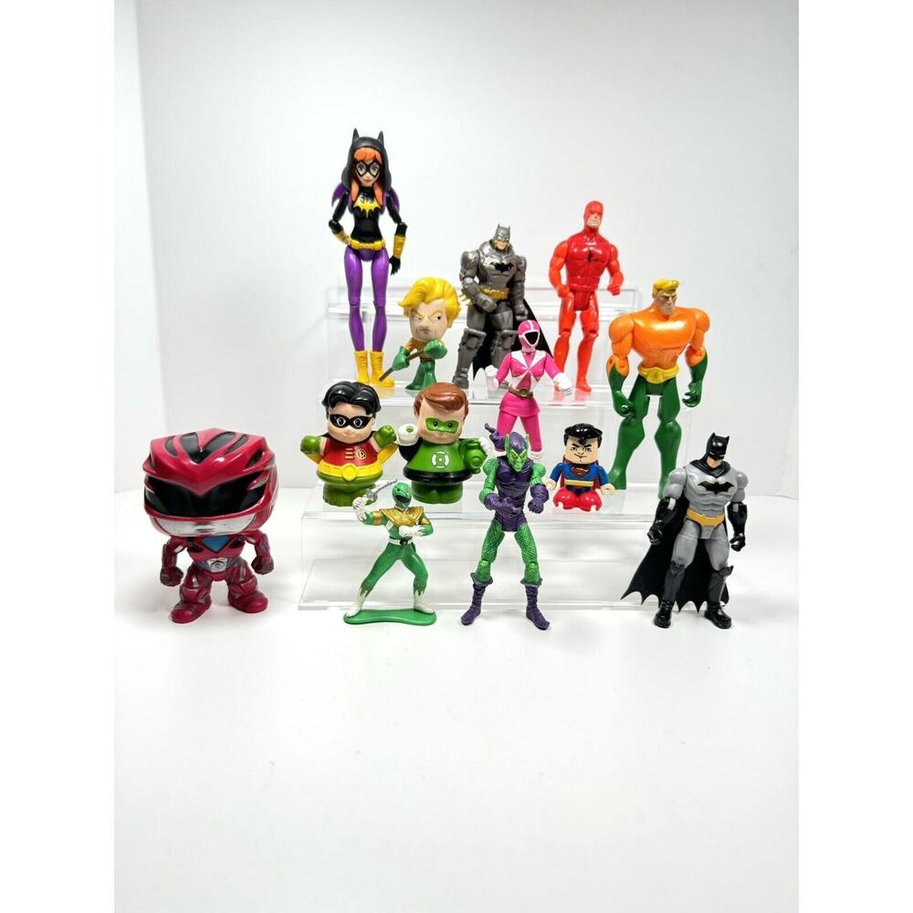 Super Hero Action Figures Lot Power Rangers Batman Aquaman Superman Green Latern